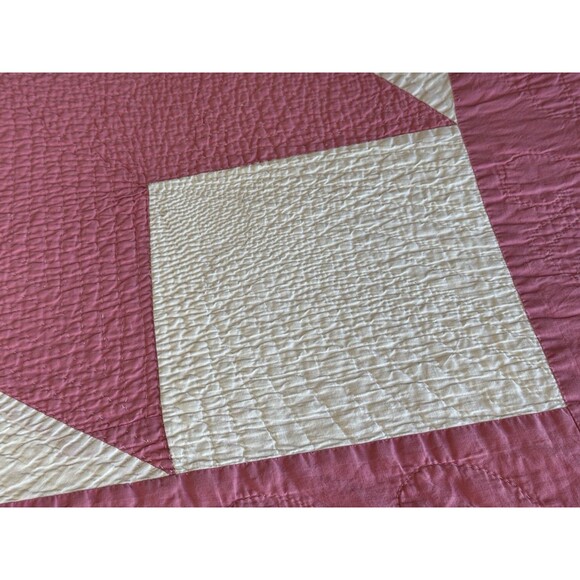 Queen Handmade Star & Angel Wings Quilt 63" x 80" Amazing Detailed Hand Quilting - Picture 12 of 16